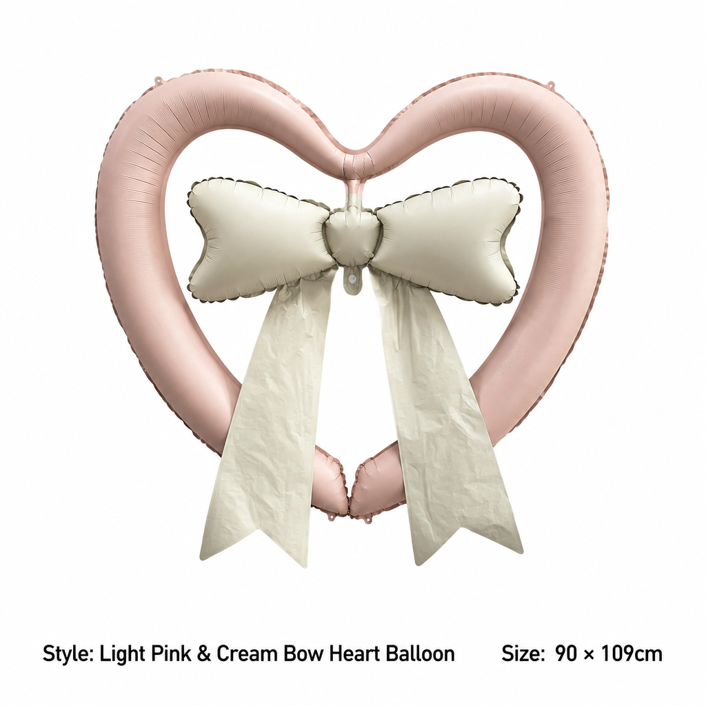 Giant Heart Bow Balloon 90x109cm | Aesthetic Dusty Pink Photo Prop