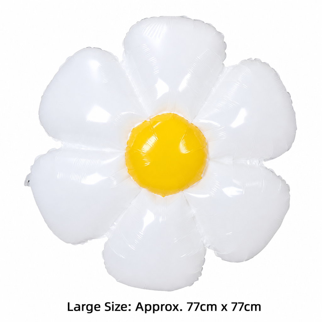 Large White Daisy Flower Foil Balloon (30" / 77cm) – Aesthetic Morandi Party Decor for Birthday, Baby Shower & Photo Backdrop