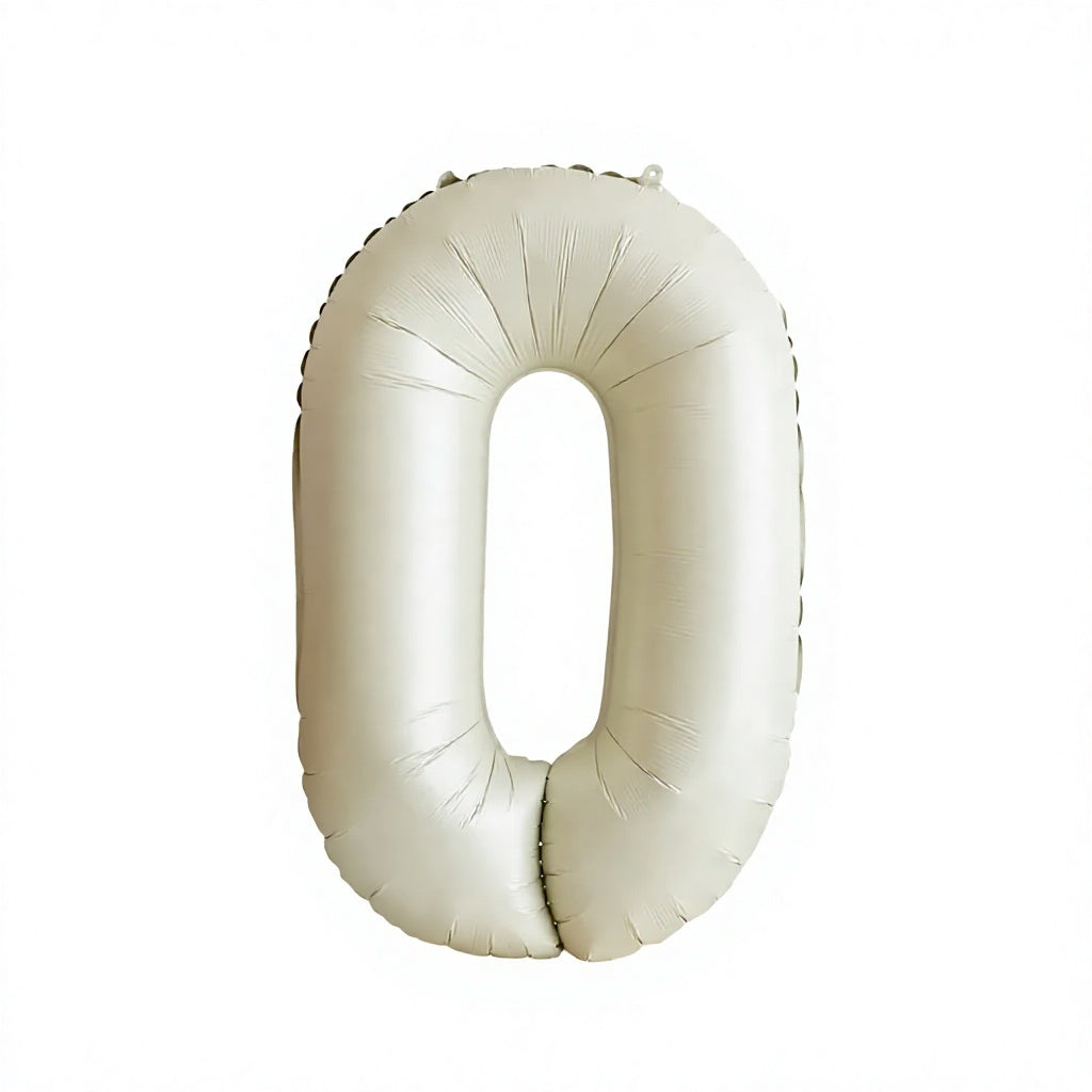 Cream White Number Balloon – 32" Morandi Foil Balloon for Birthdays (Choose 0-9)