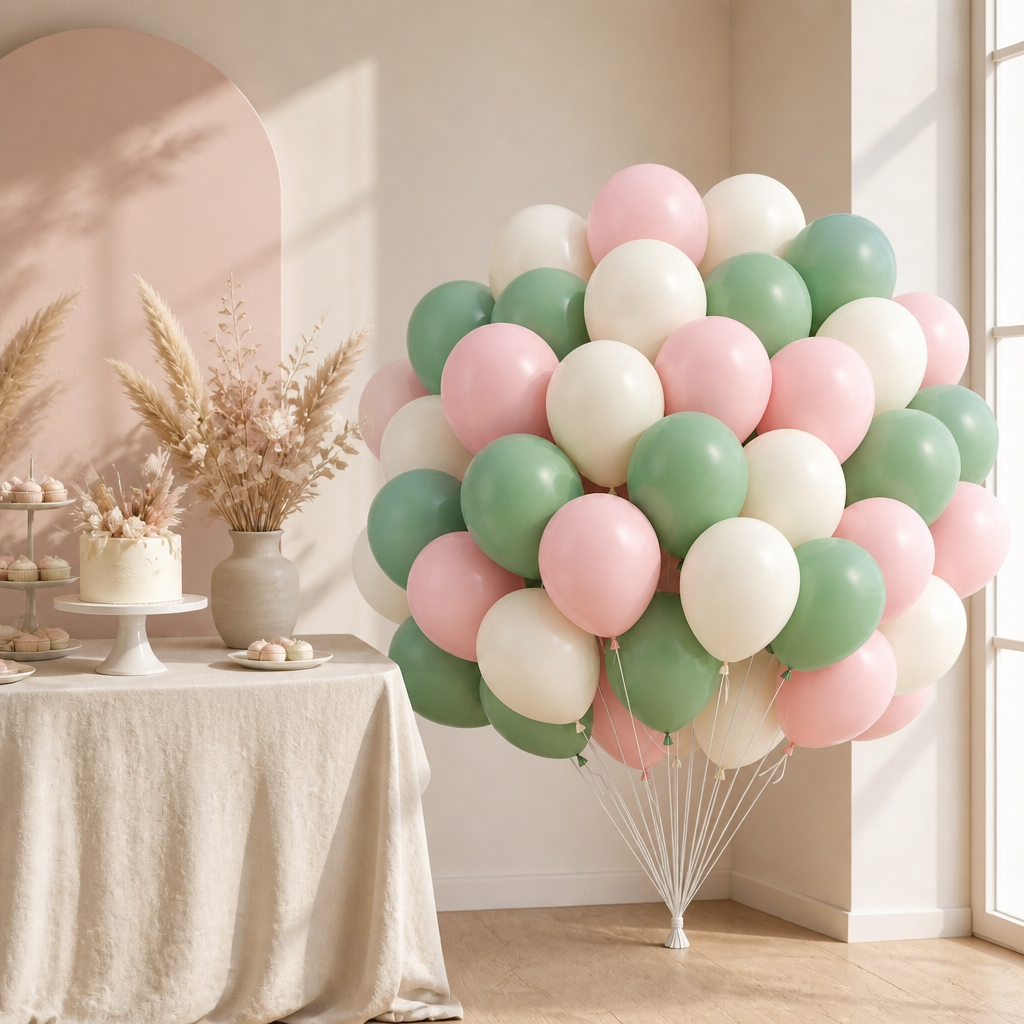 Morandi Color Balloon Set - 50pcs 10" Matte Latex Balloons for Aesthetic Party Decor