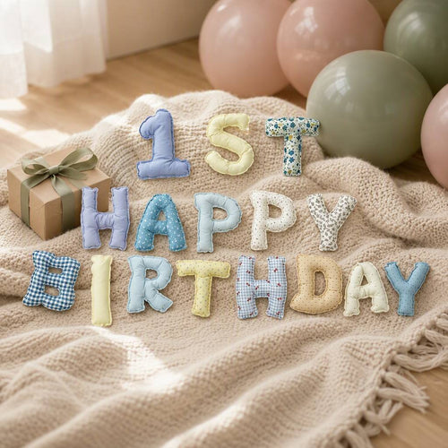 Handmade Fabric 'Happy Birthday' Banner – Morandi-Inspired Soft Letter Garland
