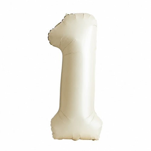 Cream White Number Balloon – 32" Morandi Foil Balloon for Birthdays (Choose 0-9)